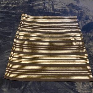 LOFT Silver and Black Striped Pencil Skirt